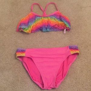 Never worn Pink and rainbow bathing suit